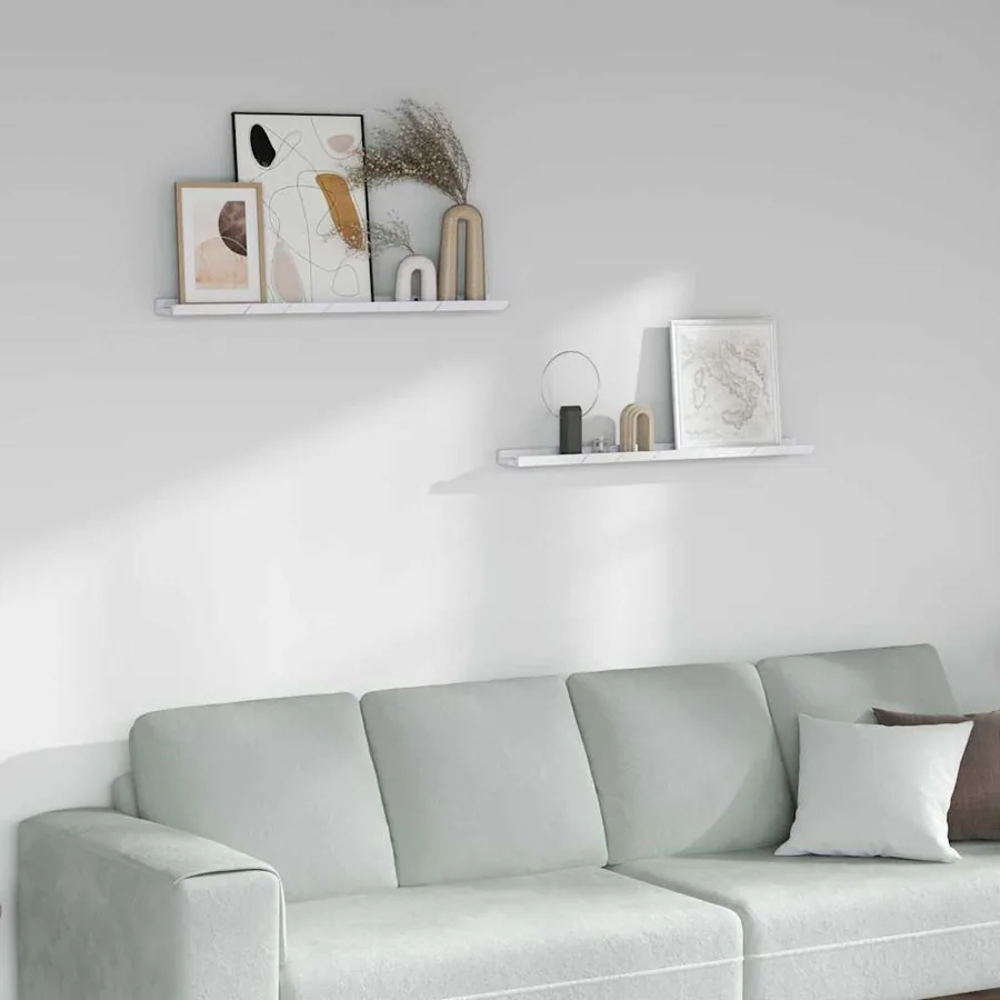 Étagère Murale Montage mural 2 pcs Marbre blanc 80 x 9 x 3 cm