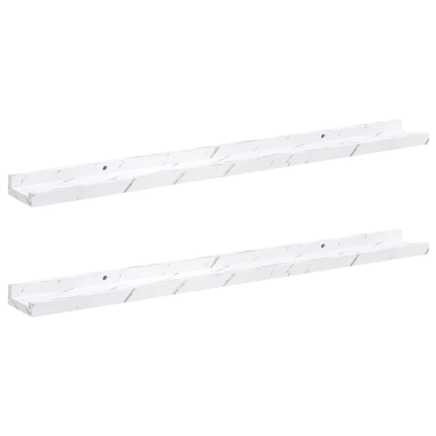 Étagère Murale Montage mural 2 pcs Marbre blanc 80 x 9 x 3 cm - 2