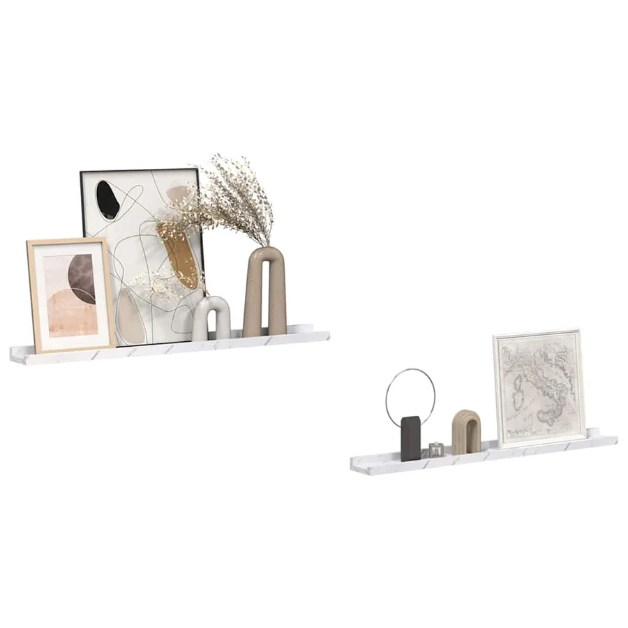 Étagère Murale Montage mural 2 pcs Marbre blanc 80 x 9 x 3 cm - 3
