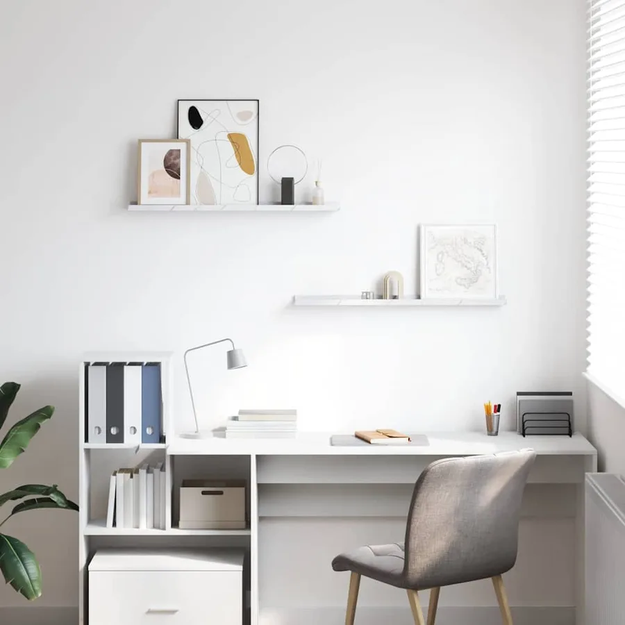 Étagère Murale Montage mural 2 pcs Marbre blanc 80 x 9 x 3 cm - 4