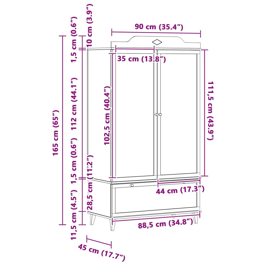 Armoire Tableau Noir avec tiroir ROROS Blanc 90 x 45 x 165 cm - 11