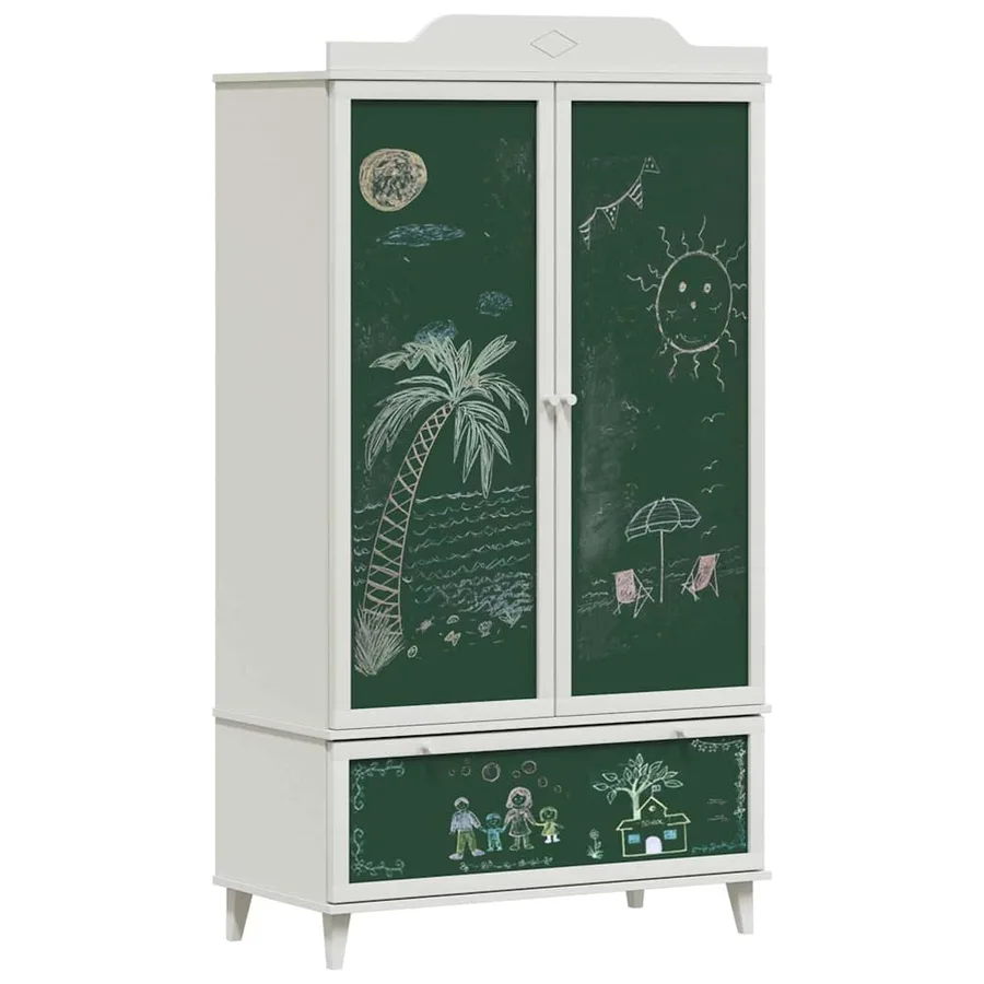 Armoire Tableau Noir avec tiroir ROROS Blanc 90 x 45 x 165 cm - 3