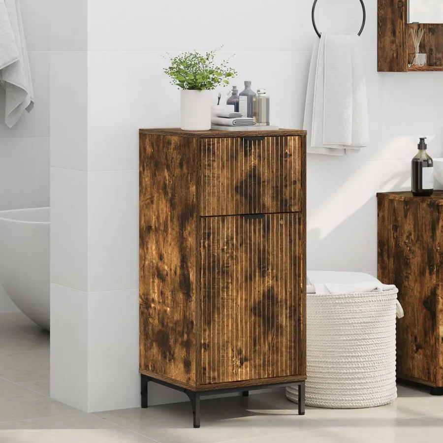 Cabinet de salle de bain Chêne fumé 39,5 x 36 x 88 cm - 4