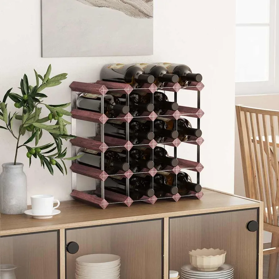 Casier à bouteilles pour 20 bouteilles Marron Bois pin solide - 3