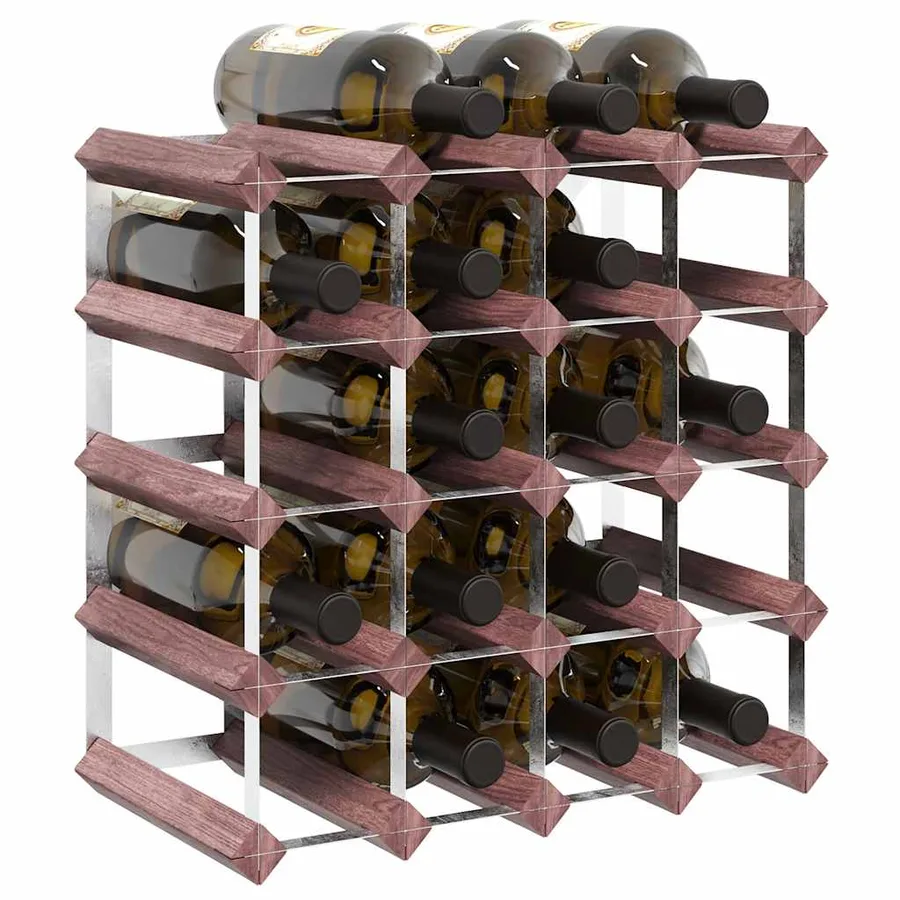 Casier à bouteilles pour 20 bouteilles Marron Bois pin solide - 4