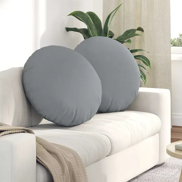 Coussins de siège 2 pcs Gris clair Ø60 x 21 cm tissu