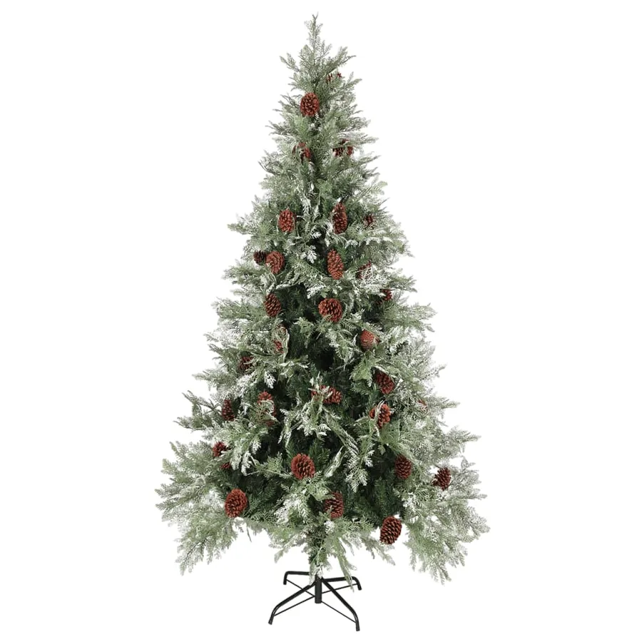 Sapin de Noël avec pommes de pin Vert et blanc 225 cm PVC et PE - 2