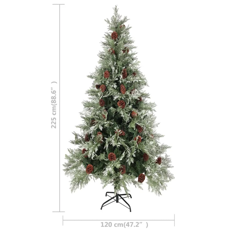 Sapin de Noël avec pommes de pin Vert et blanc 225 cm PVC et PE - 5