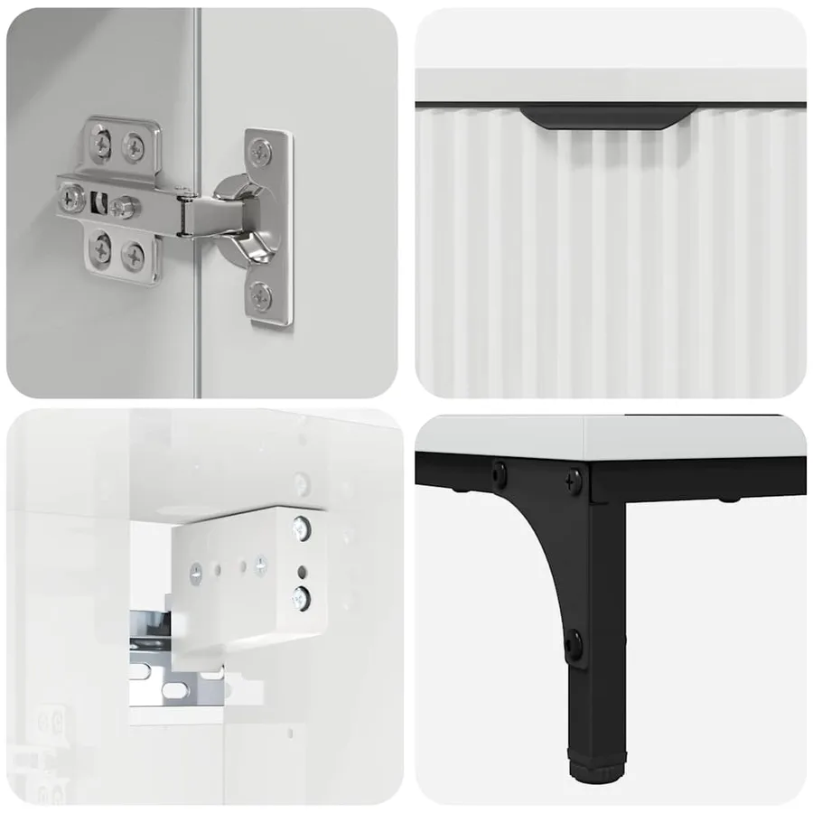 Ensemble de mobilier de salle de bain avec porte Blanc brillant - 10