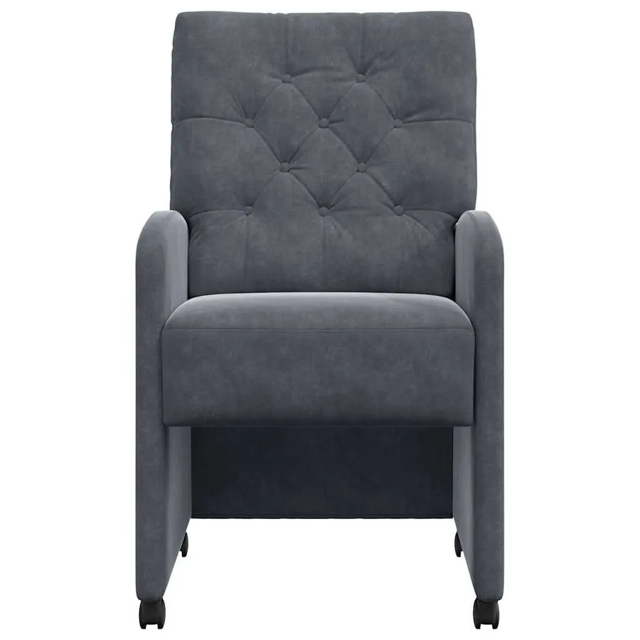 Chaises de Salle à Manger avec Roues 2 pcs Gris foncé Velours - 4