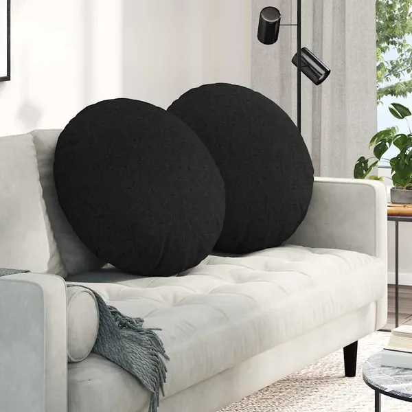 Coussins de siège 2 pcs Noir Ø60 x 21 cm tissu