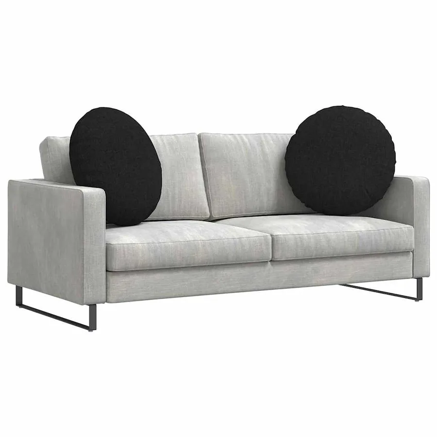 Coussins de siège 2 pcs Noir Ø60 x 21 cm tissu - 3