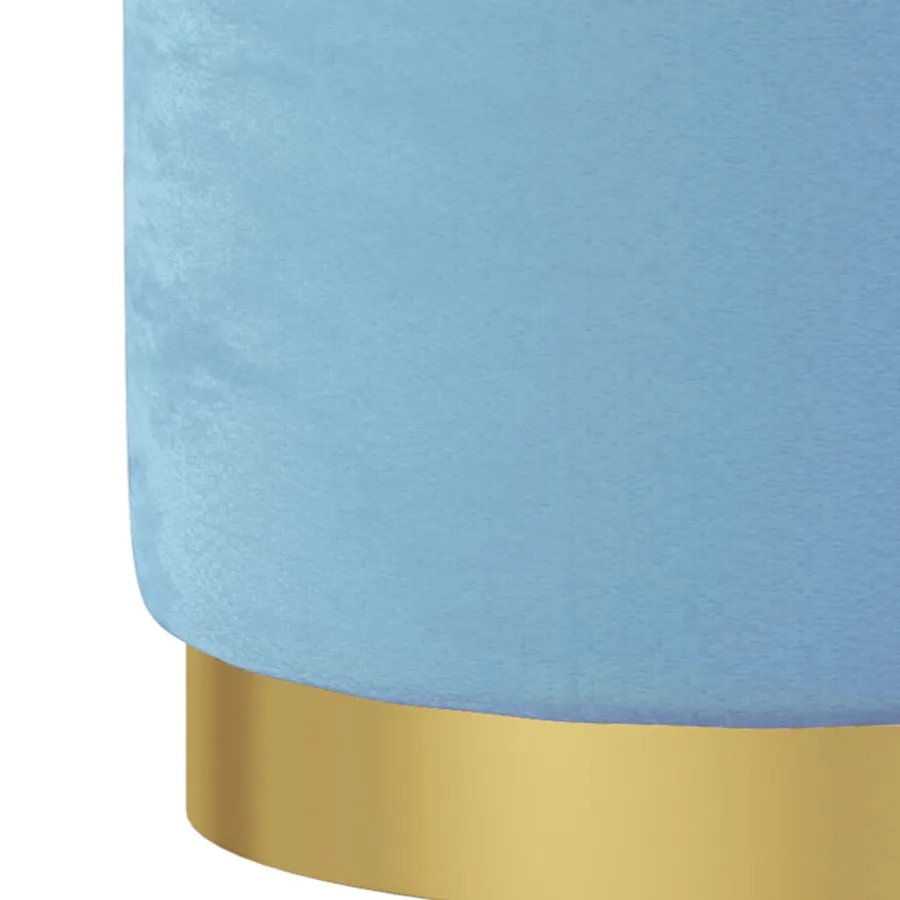 Tabouret de rangement rond Bleu clair Velours 31 x 37 cm - 4