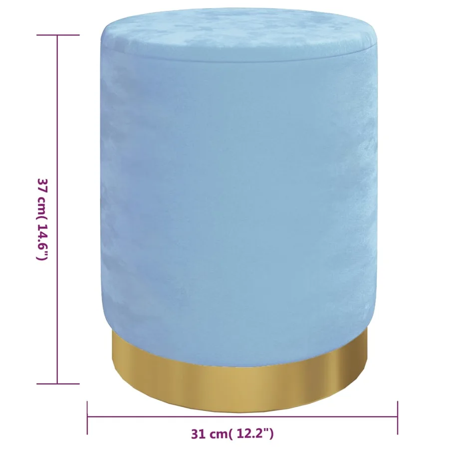 Tabouret de rangement rond Bleu clair Velours 31 x 37 cm - 6