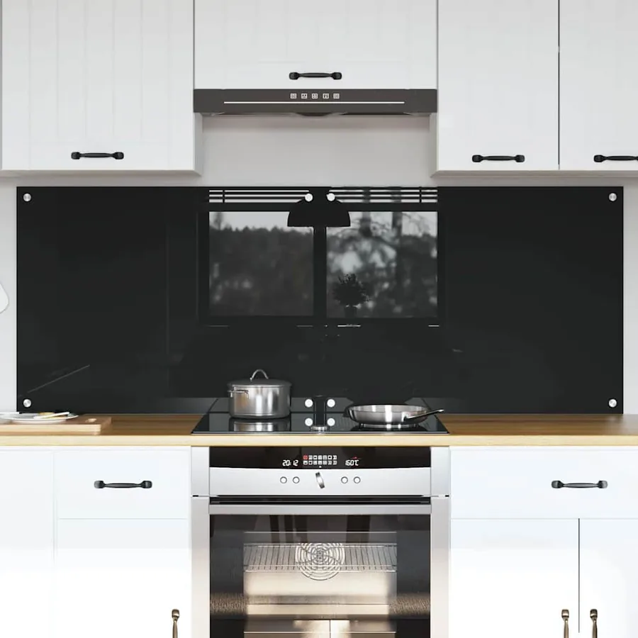 Crédence de cuisine 2 pcs Noir 80 x 60 cm verre trempé