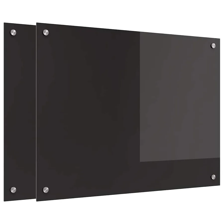Crédence de cuisine 2 pcs Noir 80 x 60 cm verre trempé - 2