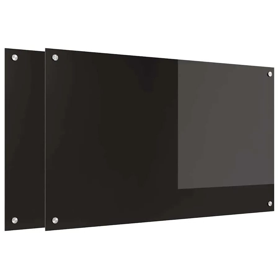 Crédence de cuisine 2 pcs Noir 100 x 60 cm verre trempé - 2