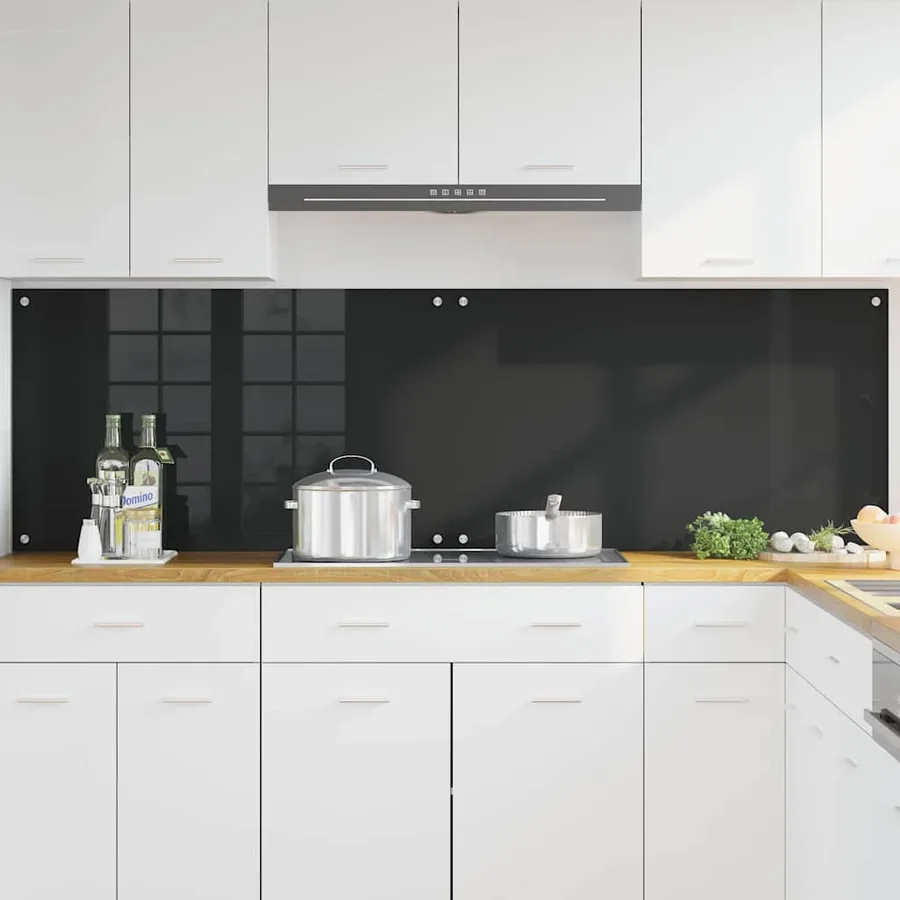 Crédence de cuisine 2 pcs Noir 100 x 60 cm verre trempé - 3