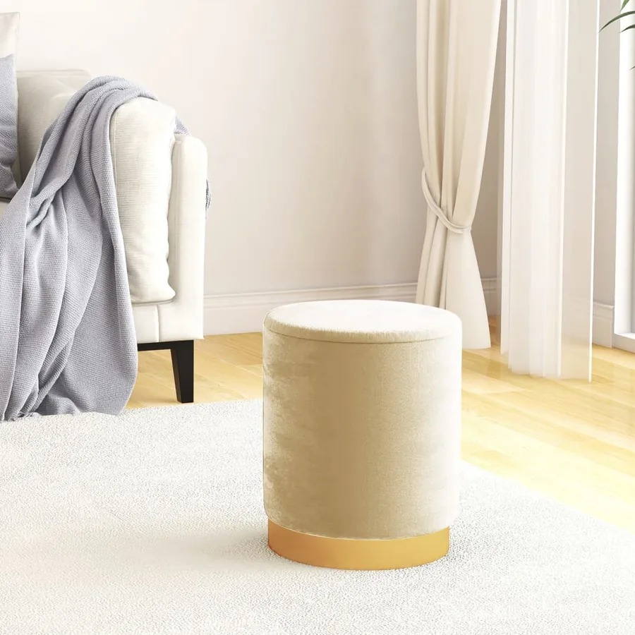 Tabouret de rangement rond Abricot Velours 31 x 37 cm
