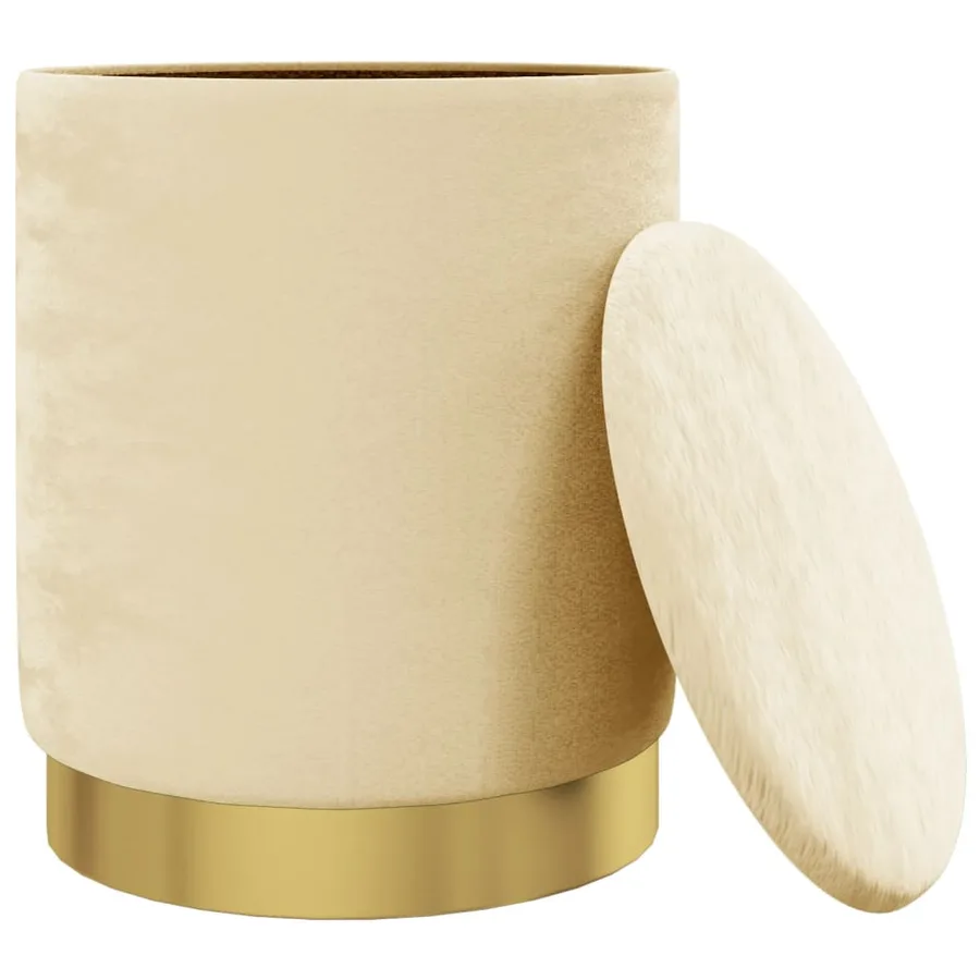 Tabouret de rangement rond Abricot Velours 31 x 37 cm - 3