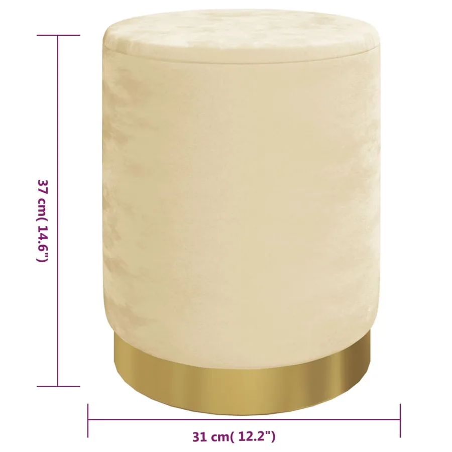 Tabouret de rangement rond Abricot Velours 31 x 37 cm - 6