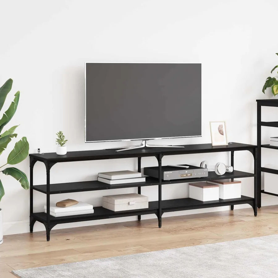 Meuble TV Chêne noir 160 x 30 x 50 cm Bois d'ingénierie et fer