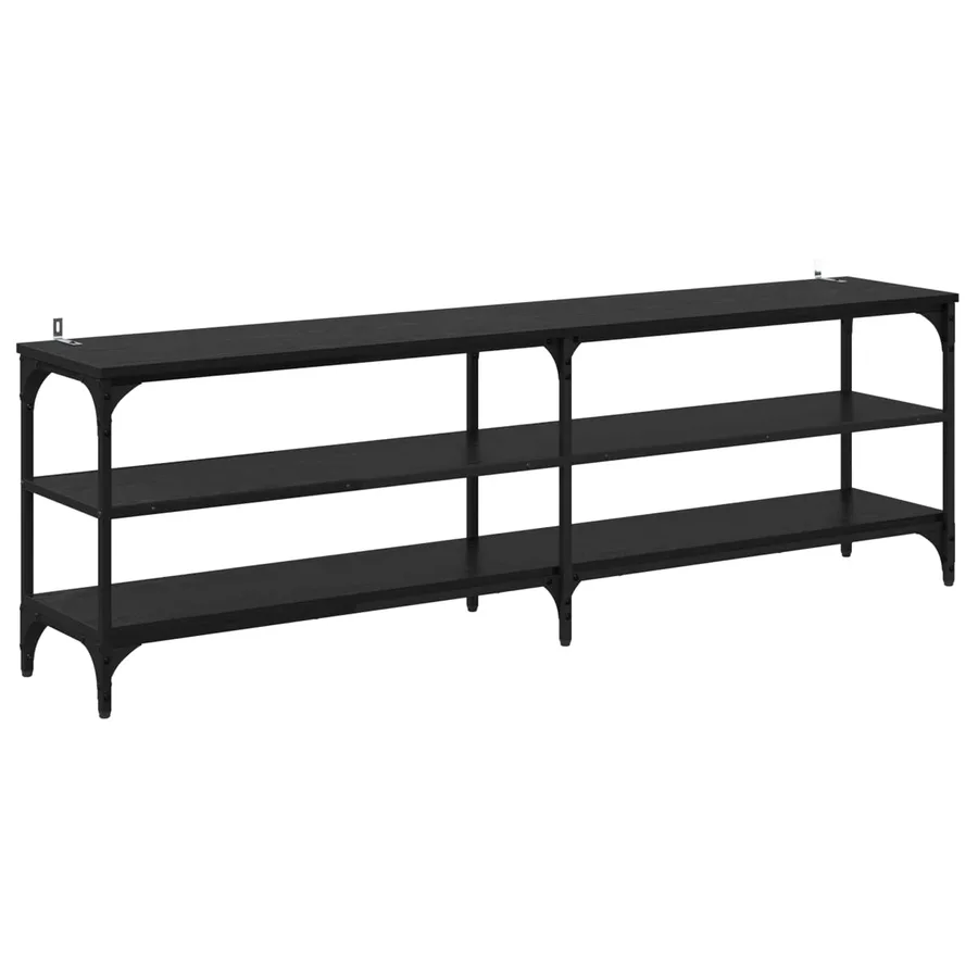 Meuble TV Chêne noir 160 x 30 x 50 cm Bois d'ingénierie et fer - 2