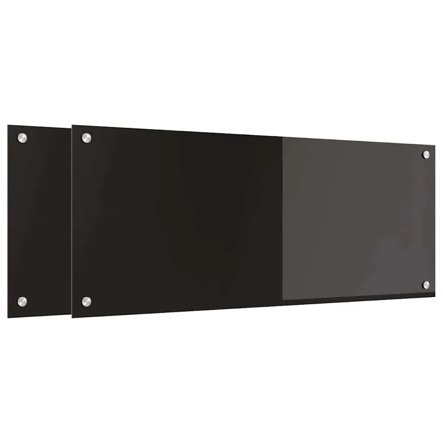 Crédence de cuisine 2 pcs Noir 100 x 40 cm verre trempé - 2