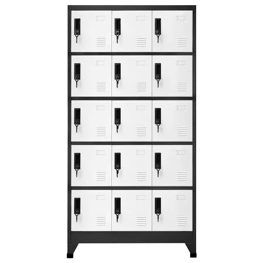 Armoire à casiers Anthracite et blanc 90x40x180 cm Acier - 2