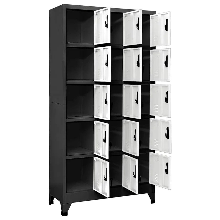 Armoire à casiers Anthracite et blanc 90x40x180 cm Acier - 3