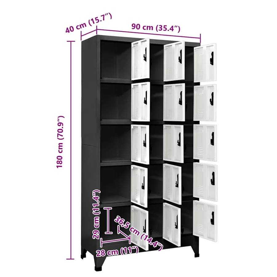 Armoire à casiers Anthracite et blanc 90x40x180 cm Acier - 8