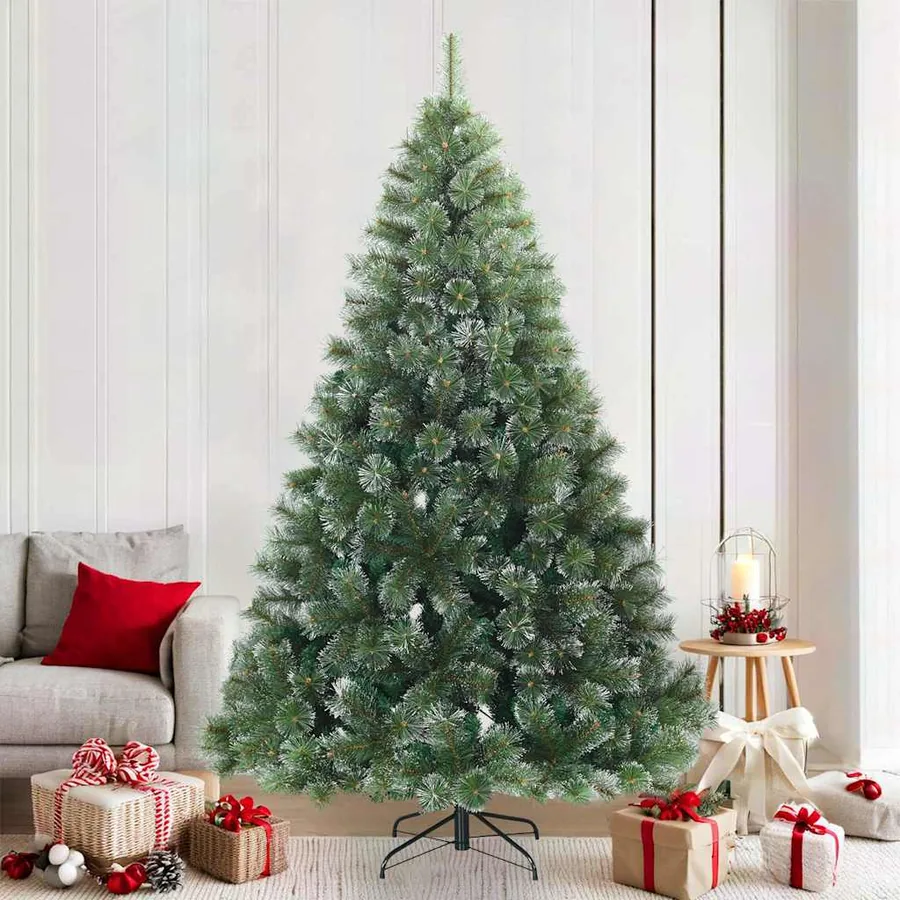 Sapin de Noël artificiel à branches pliantes, duveteux de neige