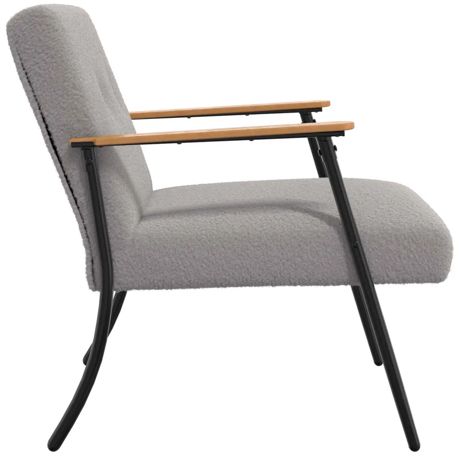 fauteuil Gris clair Tissu ressemblant à de la laine bouclée - 4