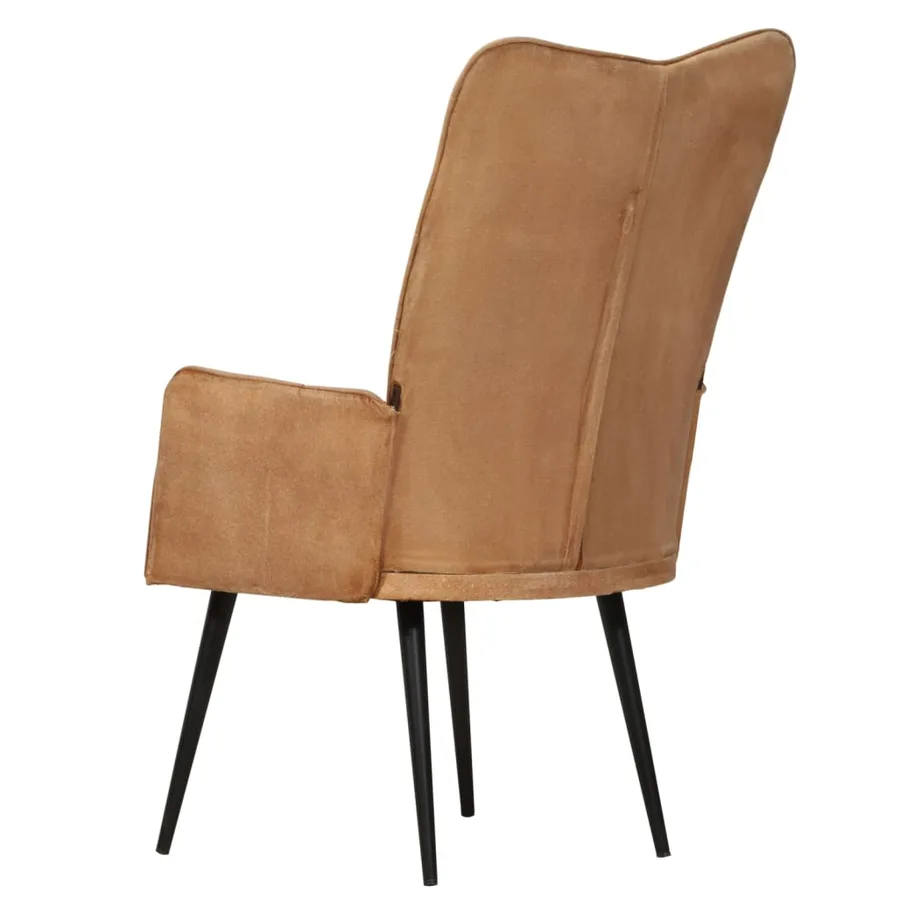 Chaise à oreilles Marron Toile - 4