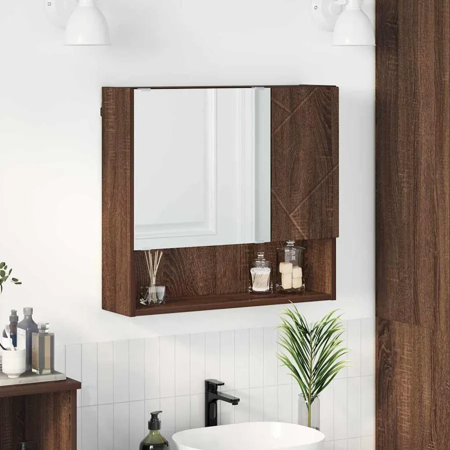 Armoire Miroir Chêne brun 59 x 17 x 55 cm Bois d'ingénierie