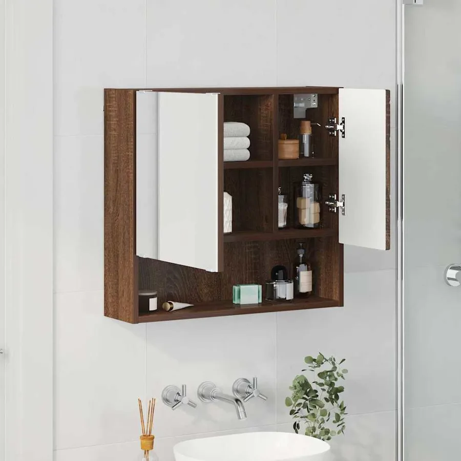 Armoire Miroir Chêne brun 59 x 17 x 55 cm Bois d'ingénierie - 4