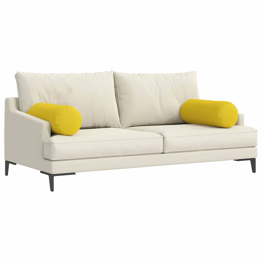 Coussins d'accent 2 pcs Jaune clair Ø 25 x 70 cm tissu - 3
