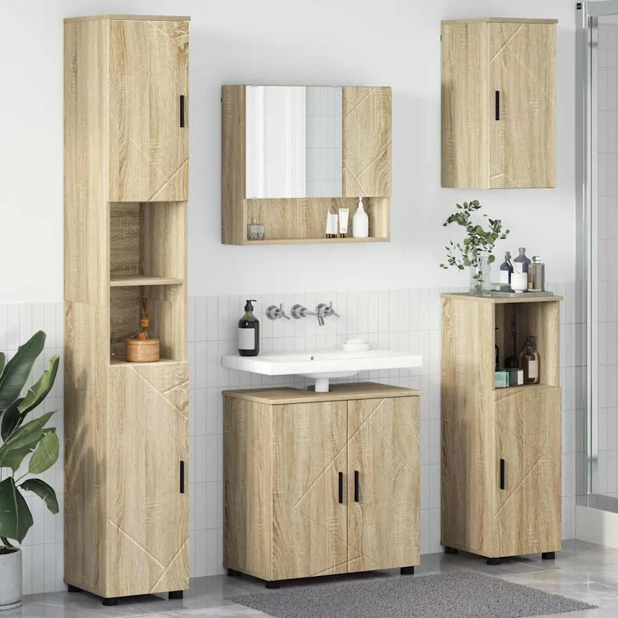 Ensemble de mobilier de salle de bain 5 pcs Chêne Sonoma