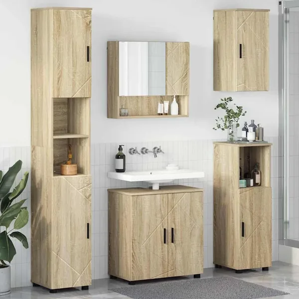 Ensemble de mobilier de salle de bain 5 pcs Chêne Sonoma