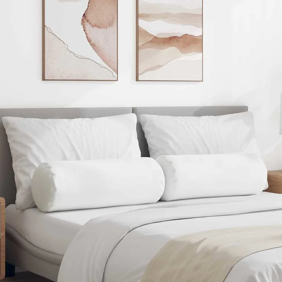 Coussins d'accent 2 pcs Blanc Ø 25 x 70 cm tissu