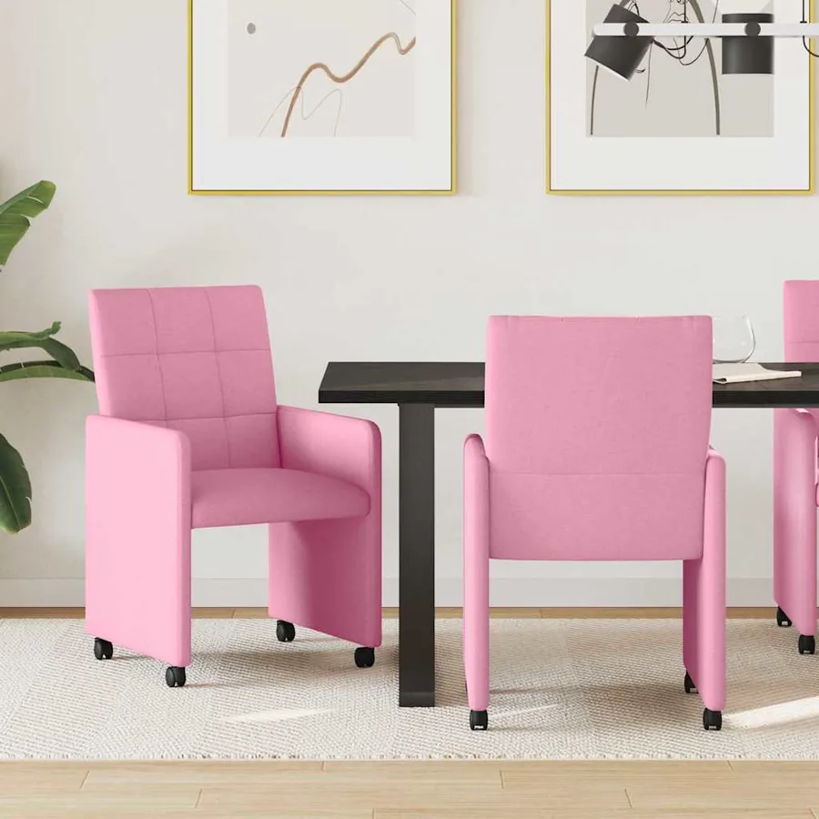 Chaises de Salle à Manger avec Roues 2 pcs Rose 58 x 65 x 94 cm