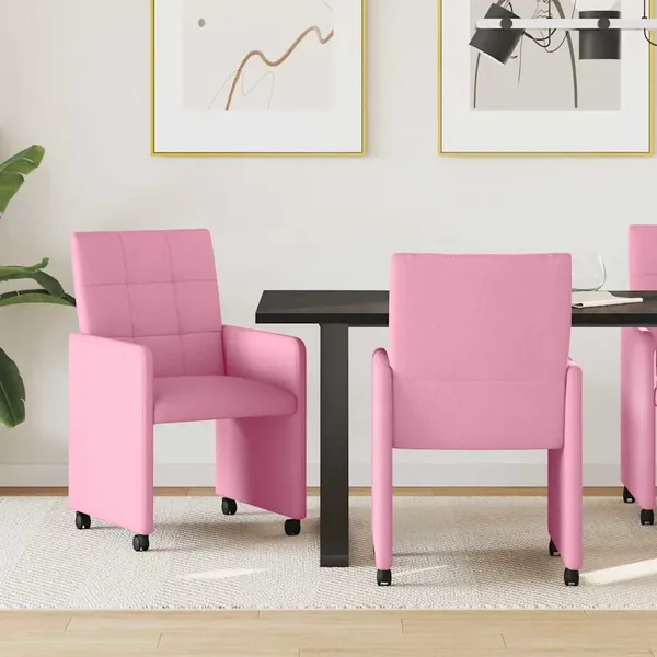 Chaises de Salle à Manger avec Roues 2 pcs Rose 58 x 65 x 94 cm