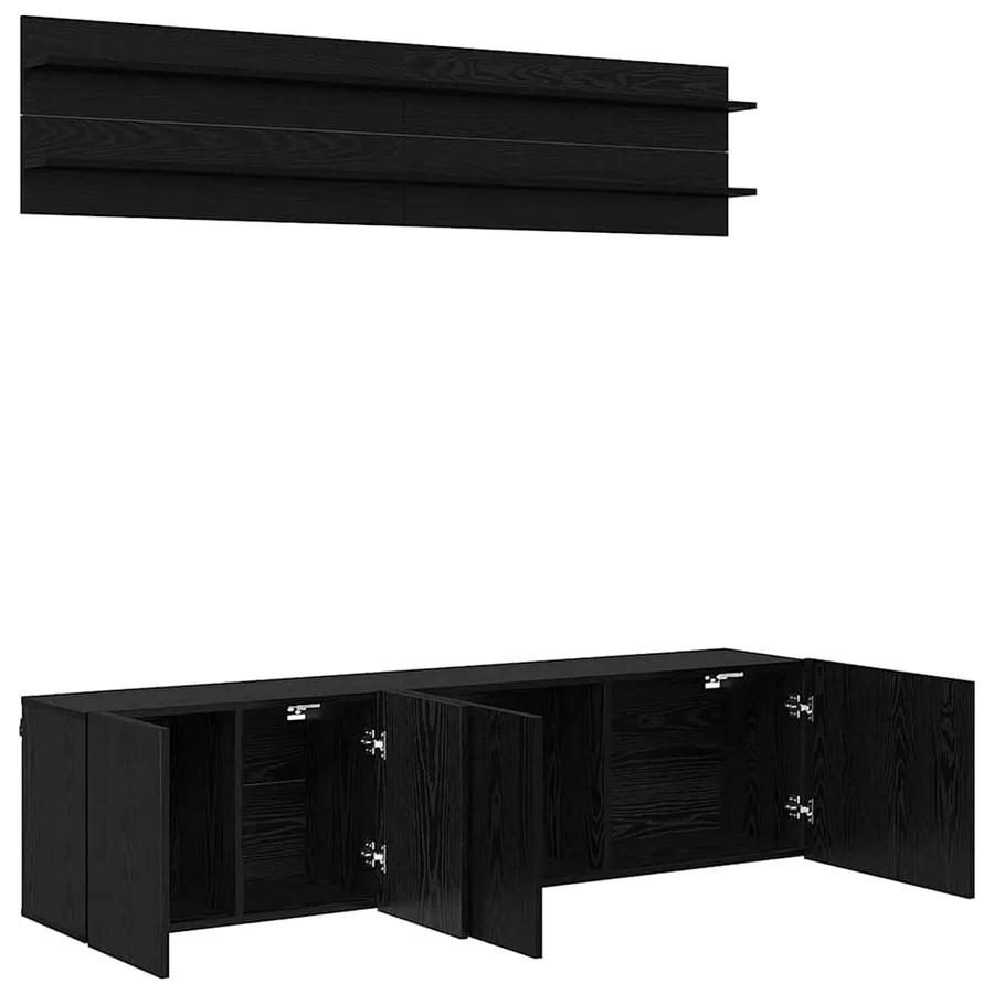 Unites TV Montage mural 6 pcs Chêne noir Bois d'ingénierie - 5