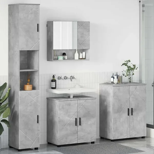 Ensemble de mobilier de salle de bain 4 pcs Gris béton