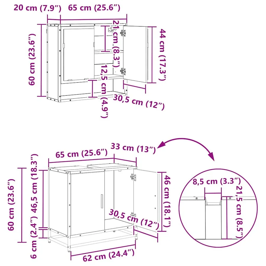 Ensemble de mobilier de salle de bain 3 pcs Chêne noir - 14