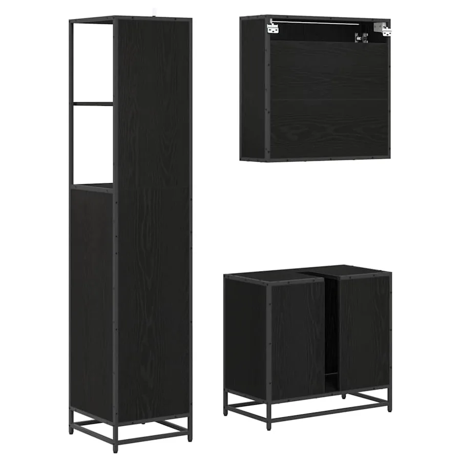 Ensemble de mobilier de salle de bain 3 pcs Chêne noir - 9