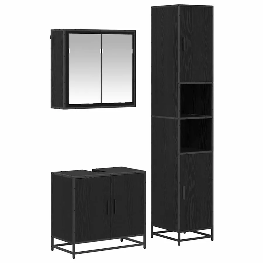 Ensemble de mobilier de salle de bain 3 pcs Chêne noir - 2