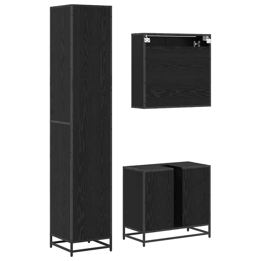 Ensemble de mobilier de salle de bain 3 pcs Chêne noir - 9