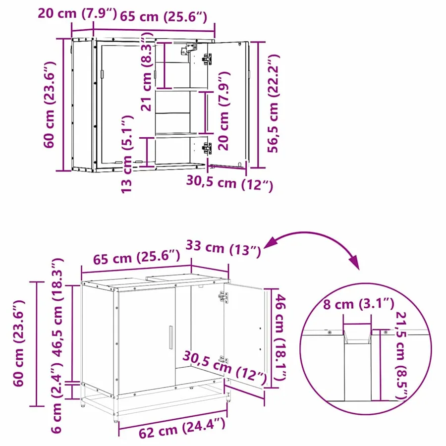 Ensemble de mobilier de salle de bain 3 pcs Chêne noir - 12
