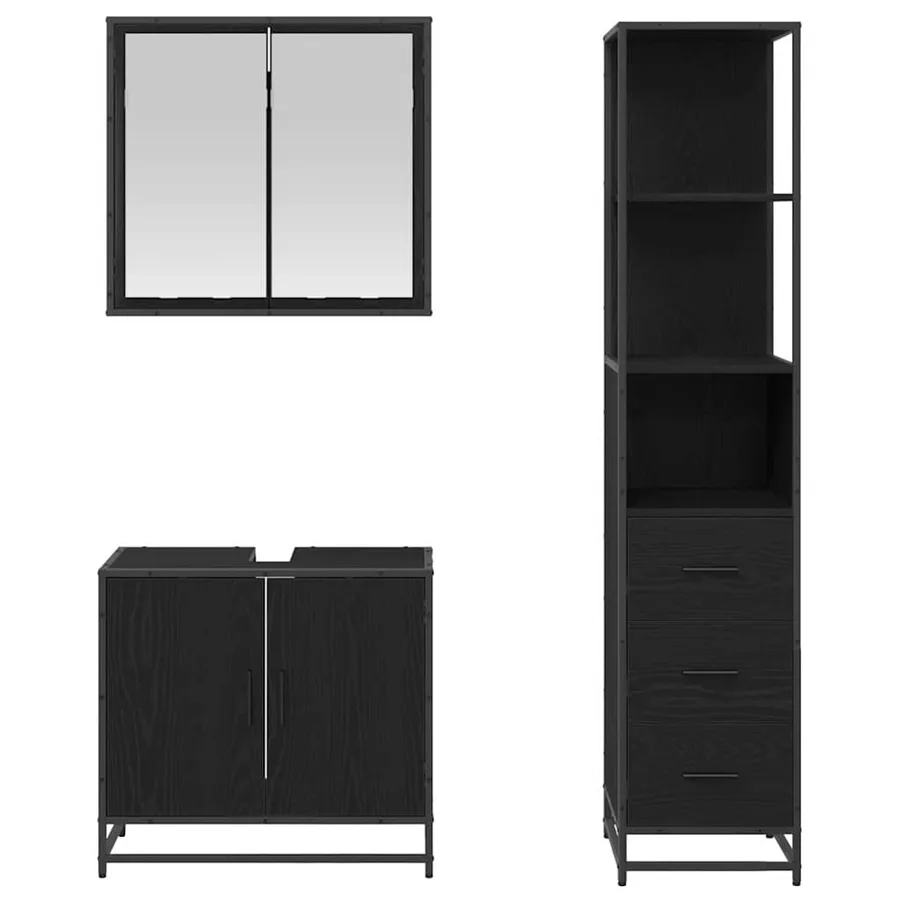 Ensemble de mobilier de salle de bain 3 pcs Chêne noir - 6